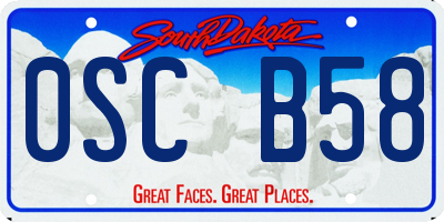 SD license plate 0SCB58