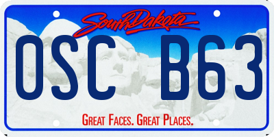 SD license plate 0SCB63