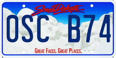 SD license plate 0SCB74