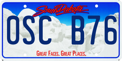 SD license plate 0SCB76