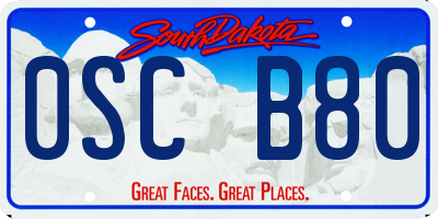 SD license plate 0SCB80