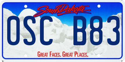 SD license plate 0SCB83