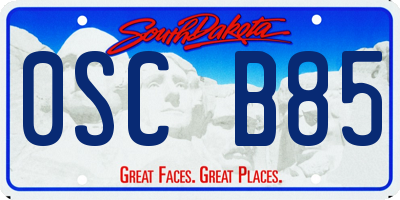 SD license plate 0SCB85