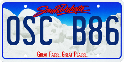 SD license plate 0SCB86