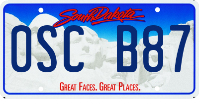 SD license plate 0SCB87