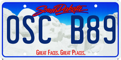 SD license plate 0SCB89