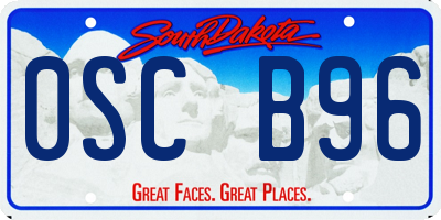 SD license plate 0SCB96