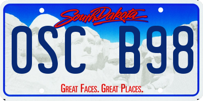 SD license plate 0SCB98