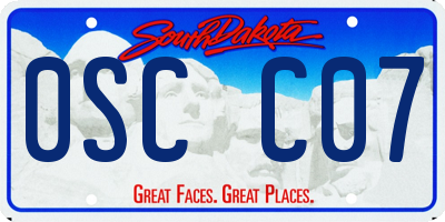SD license plate 0SCC07
