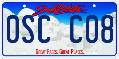 SD license plate 0SCC08
