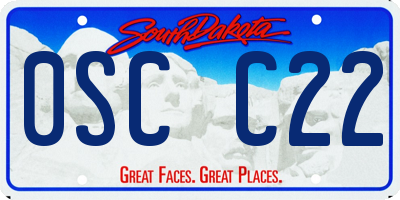 SD license plate 0SCC22