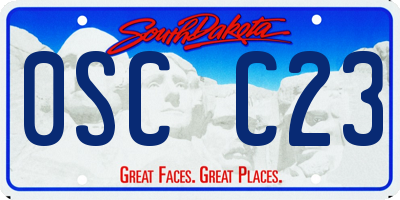 SD license plate 0SCC23