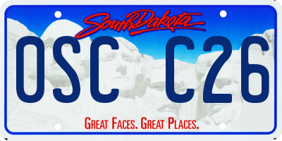 SD license plate 0SCC26