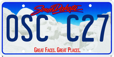 SD license plate 0SCC27