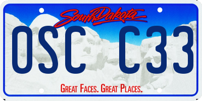 SD license plate 0SCC33