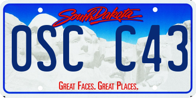 SD license plate 0SCC43