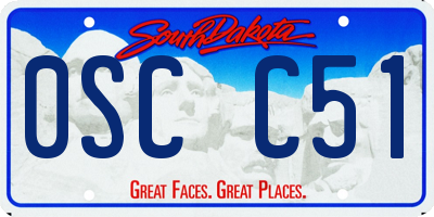 SD license plate 0SCC51