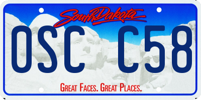 SD license plate 0SCC58