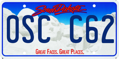 SD license plate 0SCC62
