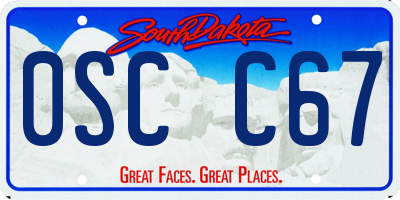 SD license plate 0SCC67