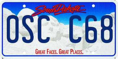 SD license plate 0SCC68