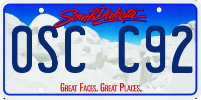 SD license plate 0SCC92