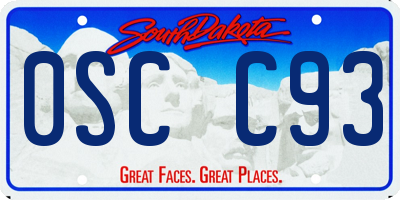 SD license plate 0SCC93