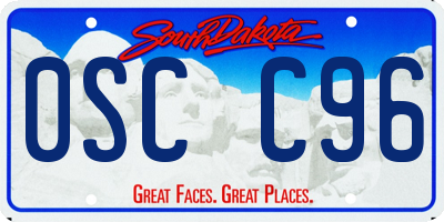 SD license plate 0SCC96