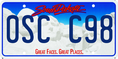 SD license plate 0SCC98