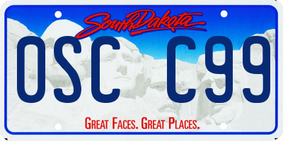 SD license plate 0SCC99
