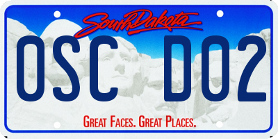 SD license plate 0SCD02
