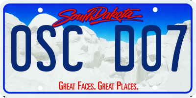 SD license plate 0SCD07