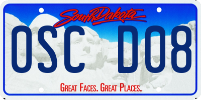 SD license plate 0SCD08