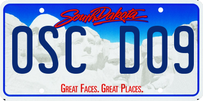 SD license plate 0SCD09