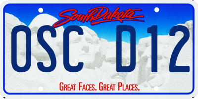 SD license plate 0SCD12