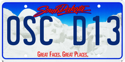 SD license plate 0SCD13
