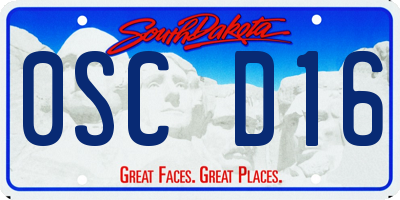 SD license plate 0SCD16