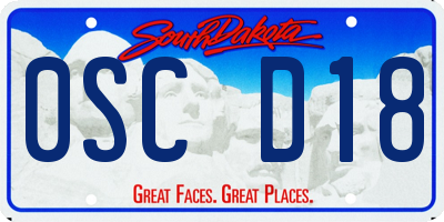 SD license plate 0SCD18