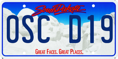 SD license plate 0SCD19
