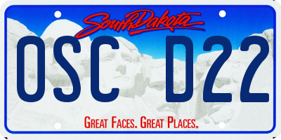 SD license plate 0SCD22