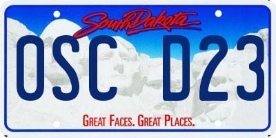 SD license plate 0SCD23