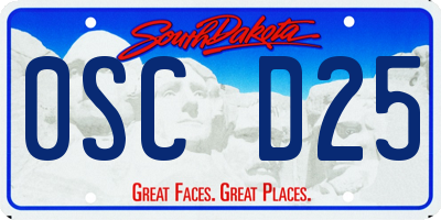 SD license plate 0SCD25