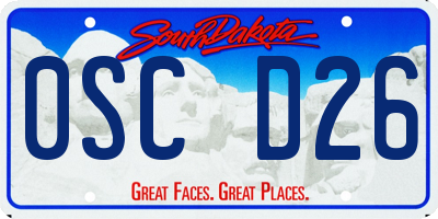 SD license plate 0SCD26