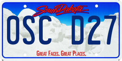 SD license plate 0SCD27