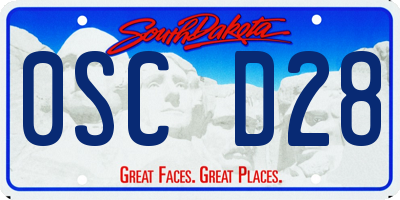 SD license plate 0SCD28