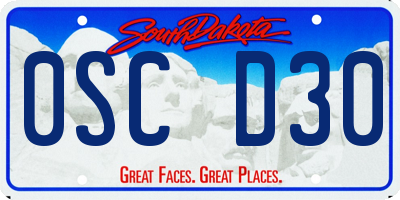 SD license plate 0SCD30