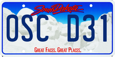 SD license plate 0SCD31