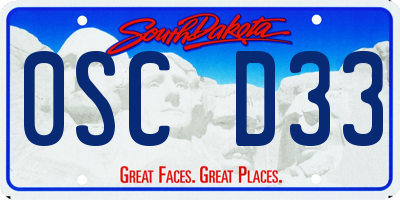 SD license plate 0SCD33