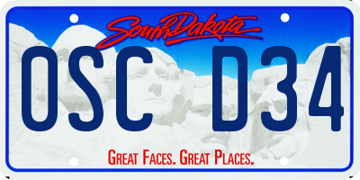 SD license plate 0SCD34