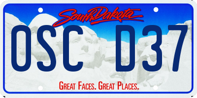 SD license plate 0SCD37